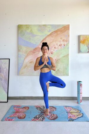 Mat de Yoga Aveludado | Borboleta Azul