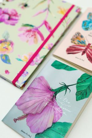 Kit Papelaria / Caderno Flores A5 e Caderninhos de Bolso