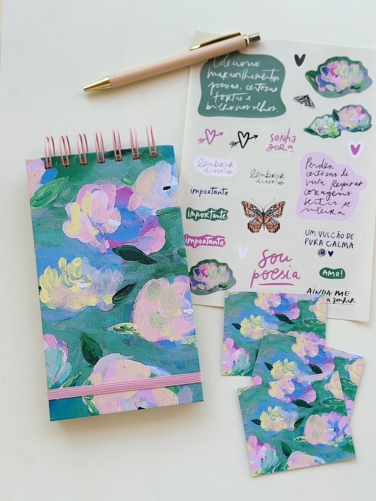 Caderneta Giverny / 100 fl papel pólen + Cartela de Adesivos